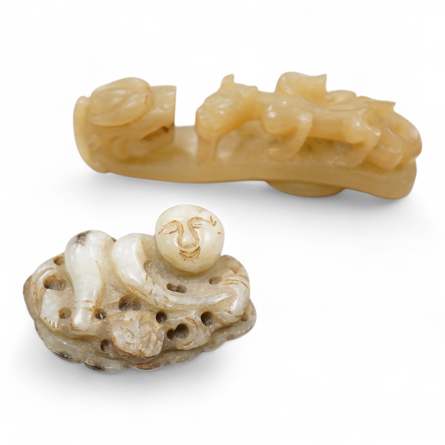 Two Chinese jade carvings, longest 8cm